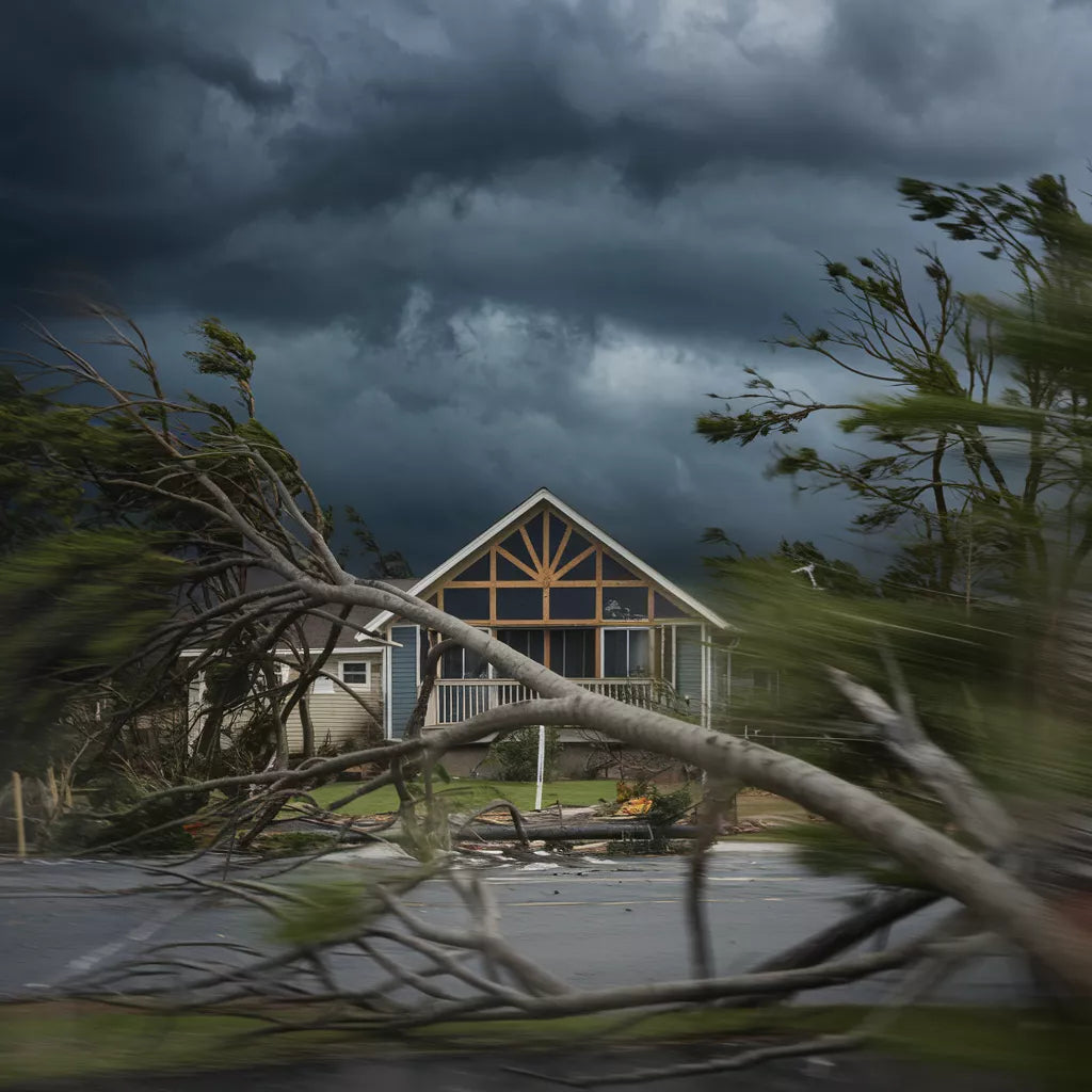 Houses struck by the hurricane