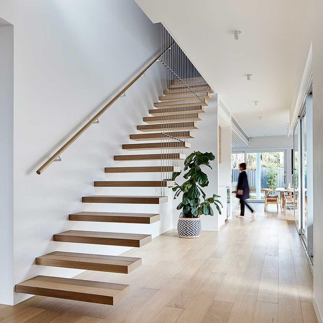 Modern floating stairs in a contemporary residential interior