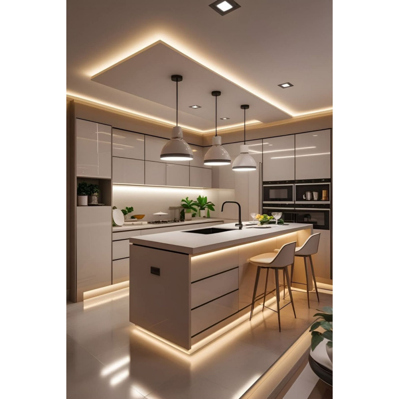 Custom Modern Design Luxury Lacquer Kitchen Cabinet for Apartments Villa - Anewson
