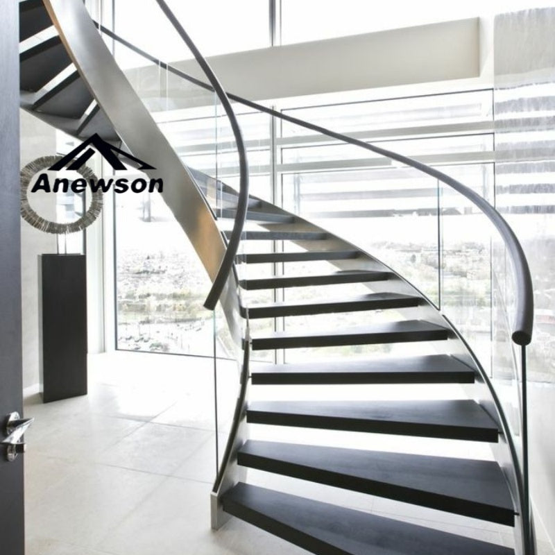 Classical Curved Staircase Architecture with Ornate Balustrades - Anewson