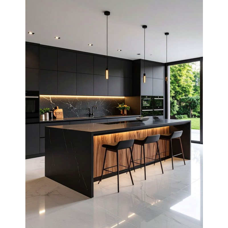 Custom Modern Design Luxury Lacquer Kitchen Cabinet for Apartments Villa - Anewson
