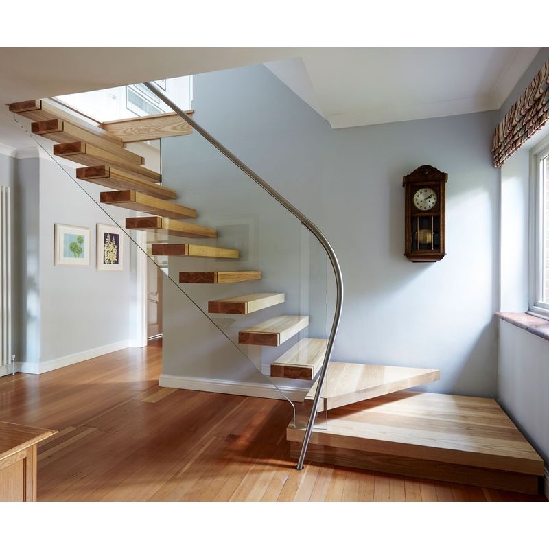 Modern Solid Wooden Invisible Mono Stringer Floating Staircase - Anewson
