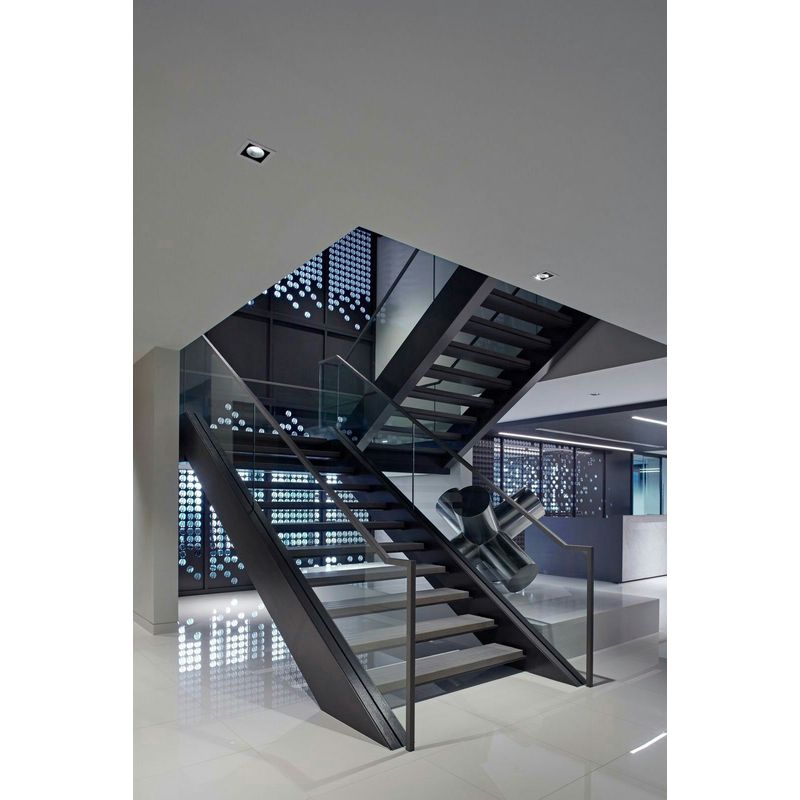 Modern Interior U Channel Straight Staircase with Glass Railing - Anewson