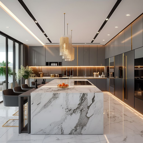 Custom Modern Design Luxury Lacquer Kitchen Cabinet for Apartments Villa - Anewson