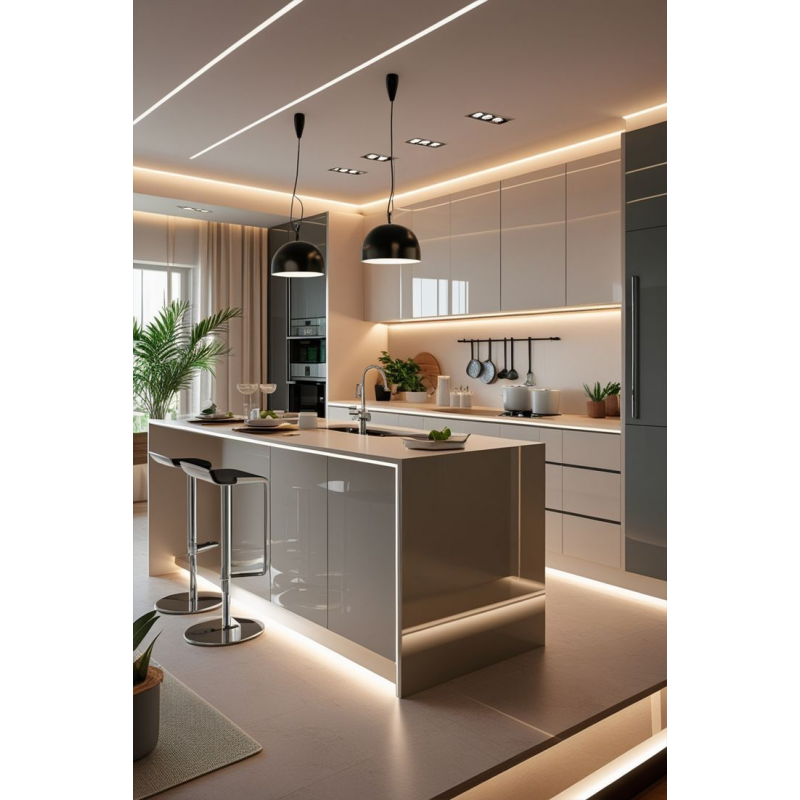 Modern Aesthetic Lacquer Kitchen Cabinets with Strong Sense of Space and Durability - Anewson
