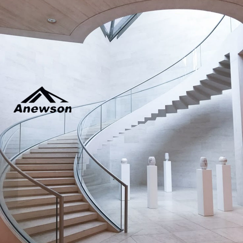 Glass Guardrail Railing Curved Staircase - Anewson