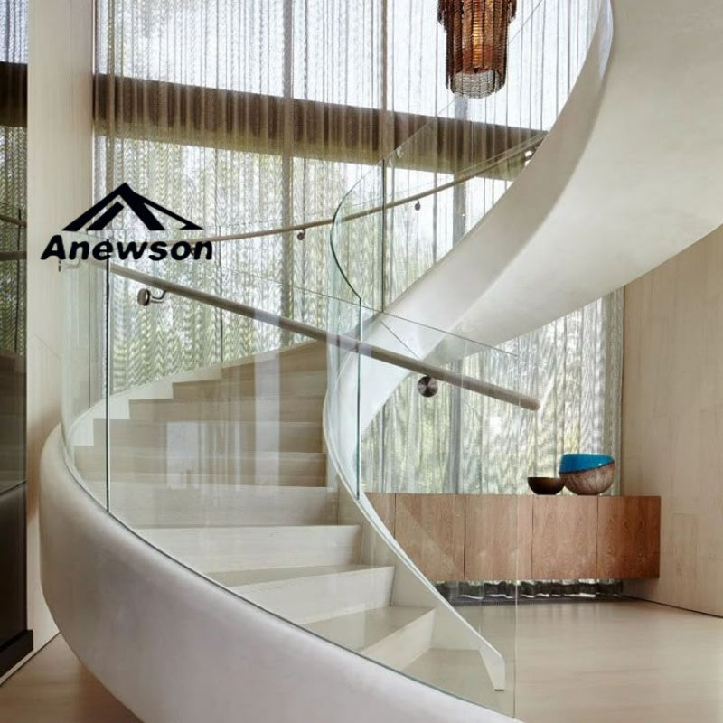 Glass Guardrail Railing Curved Staircase - Anewson