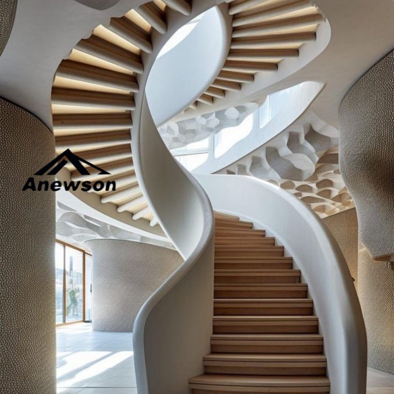 Custom Elegant Curved Staircase Designs for Luxury Interior Spaces ...