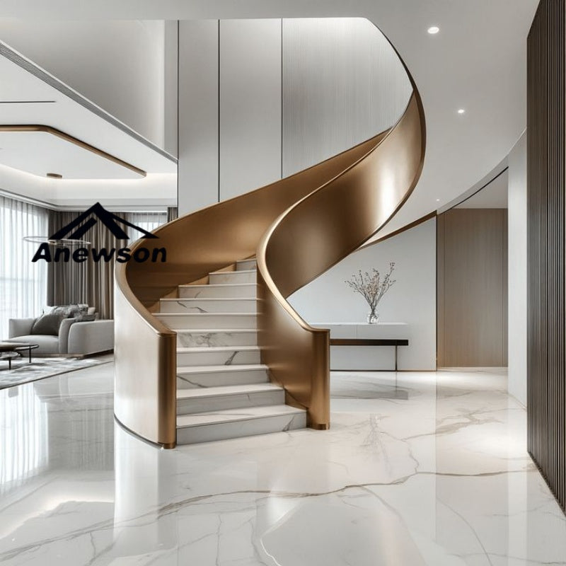 Custom Elegant Curved Staircase Designs for Luxury Interior Spaces - Anewson