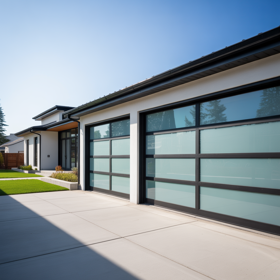 Modern Full-View Aluminum-Framed Glass Garage Door