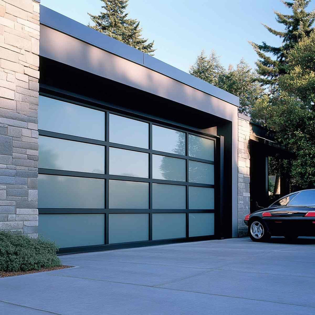 Modern Full-View Aluminum-Framed Glass Garage Door