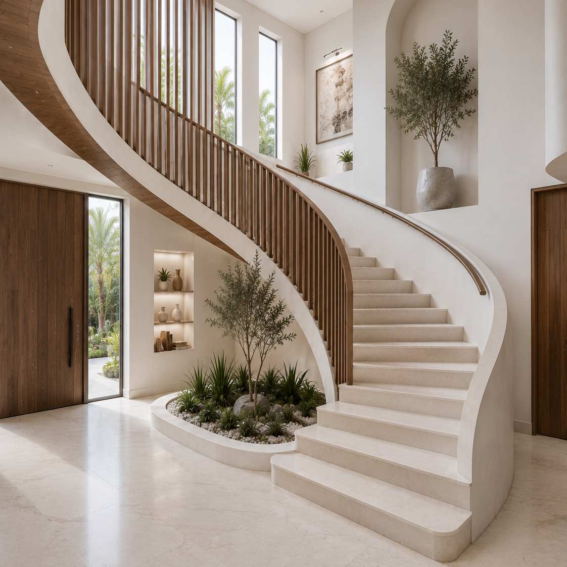 Space-Saving Curved Staircase Plans for Compact Areas