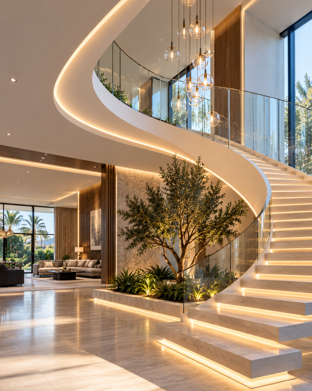 Custom Elegant Curved Staircase Designs for Luxury Interior Spaces