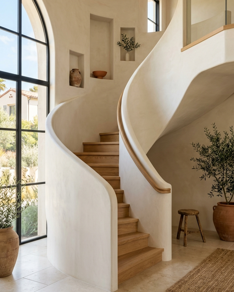 Space-Saving Curved Staircase Plans for Compact Areas