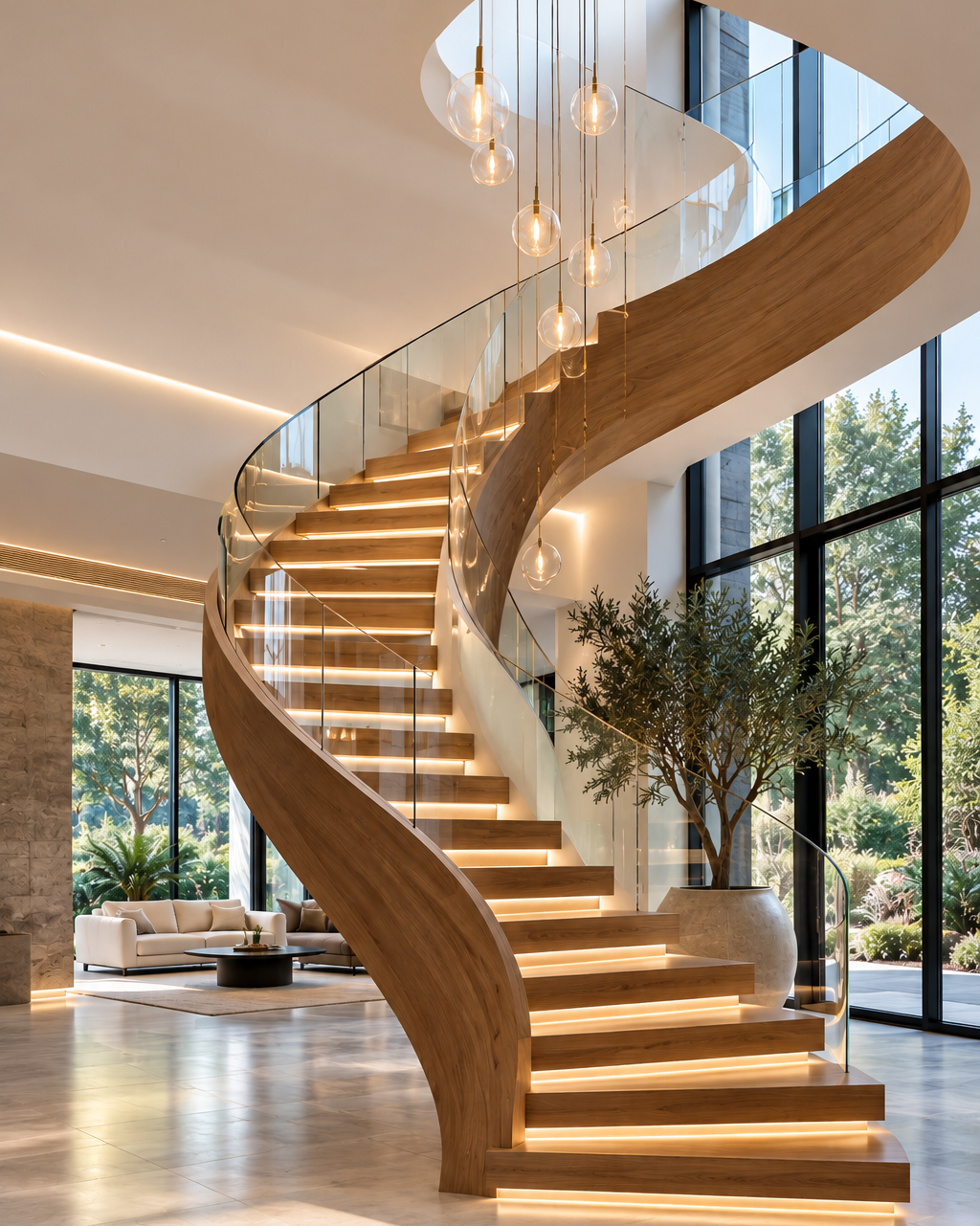 Glass Guardrail Railing Curved Staircase