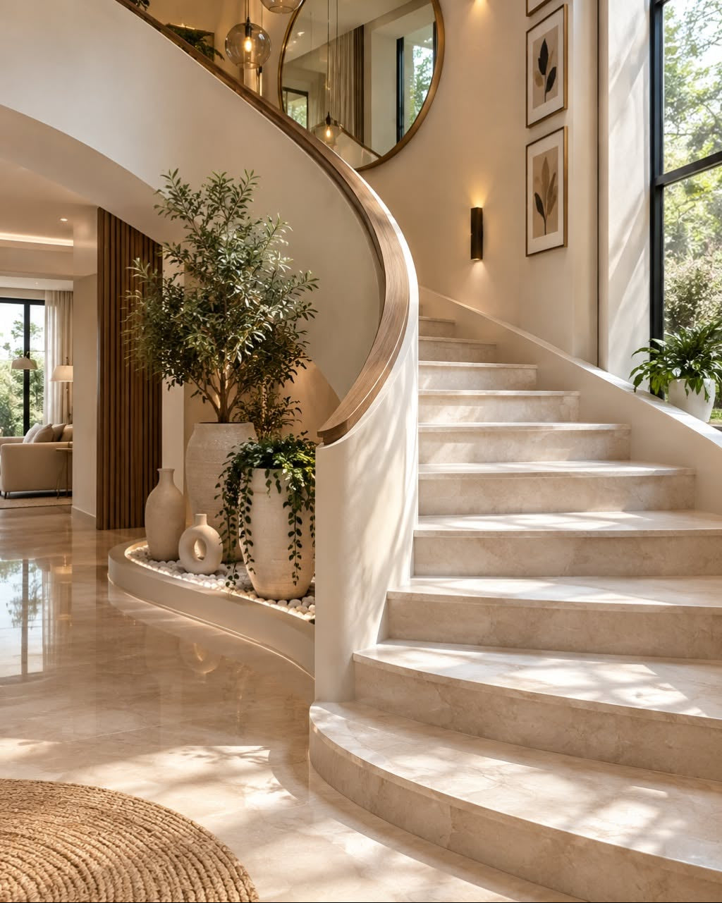 Custom Elegant Curved Staircase Designs for Luxury Interior Spaces