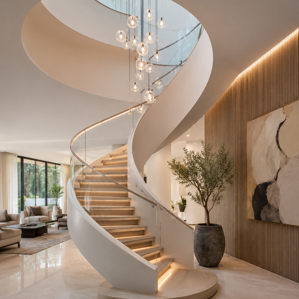 Glass Guardrail Railing Curved Staircase