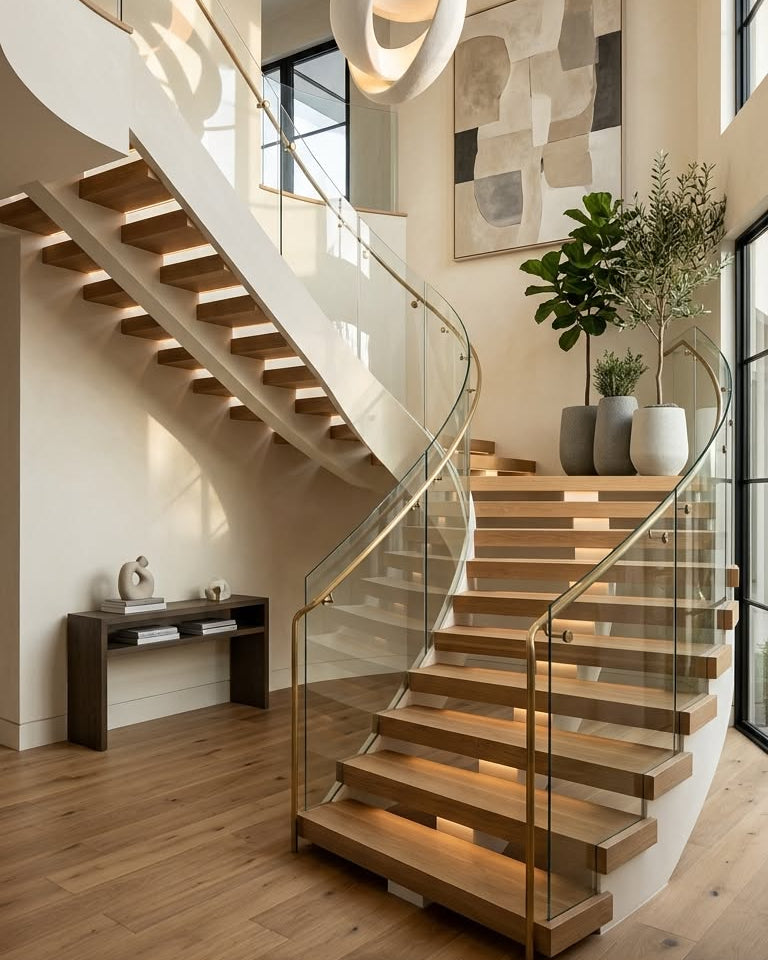 Glass Guardrail Railing Curved Staircase