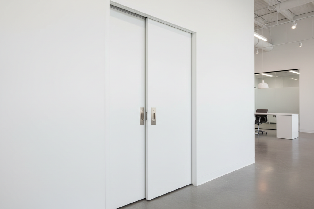 Commercial-Grade White Pocket Doors