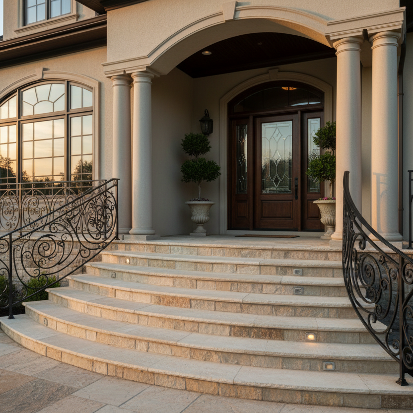 Custom Wrought Iron Railing for Elegant Home Entrances