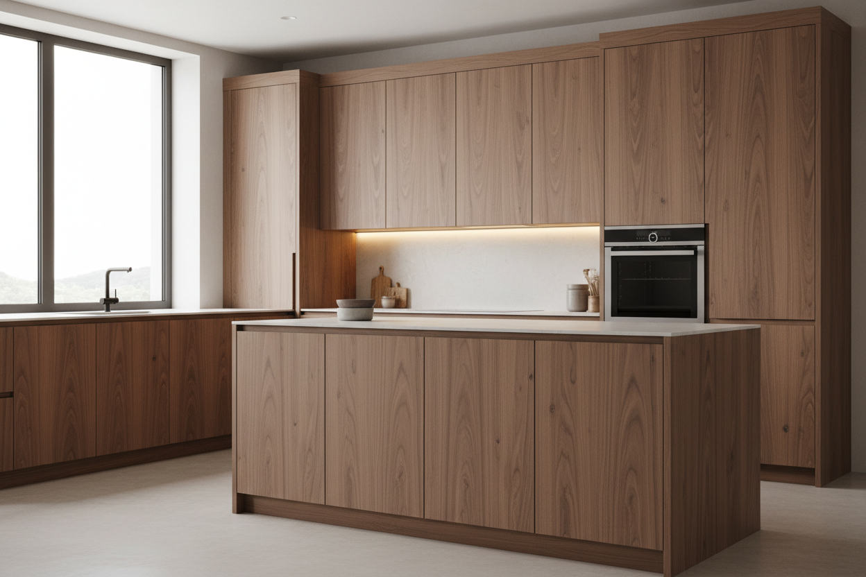 Customized Wooden Kitchen Veneer Cabinet | Durable Premium Modern Design