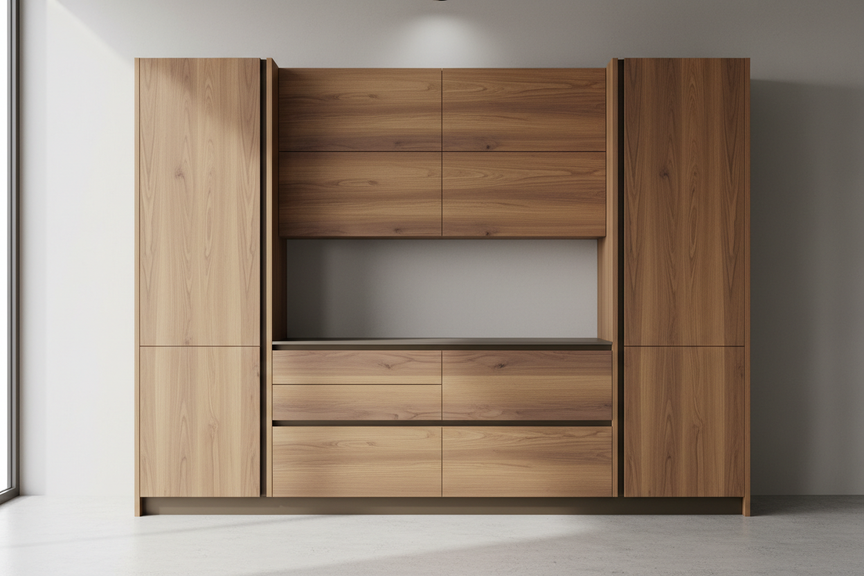 Customized Wooden Kitchen Veneer Cabinet | Durable Premium Modern Design