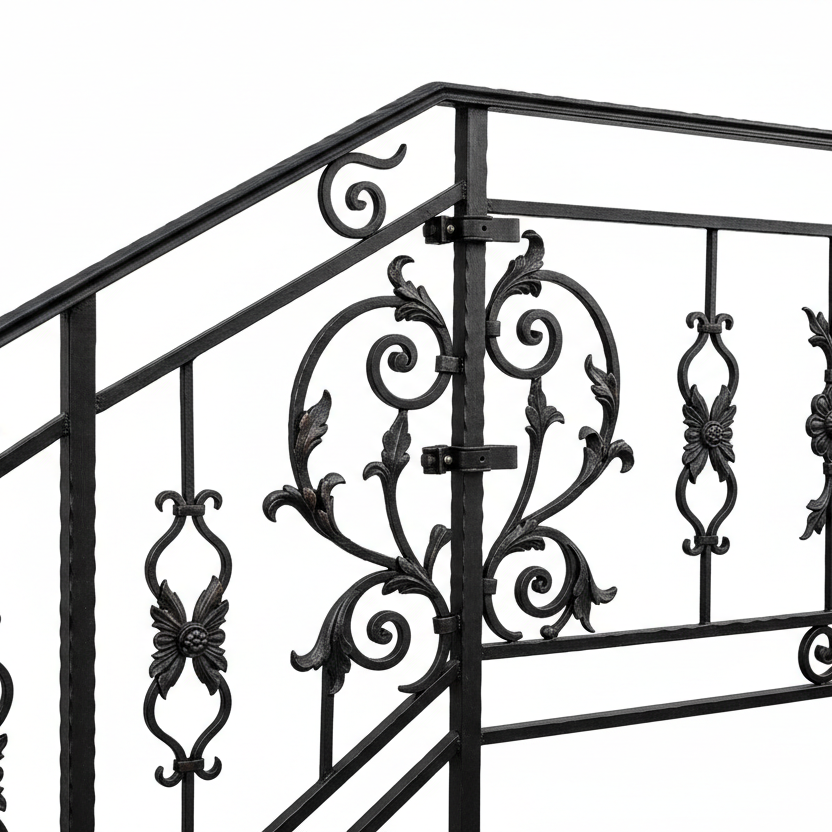 Elegant European-style Adjustable Wrought Iron Railing 