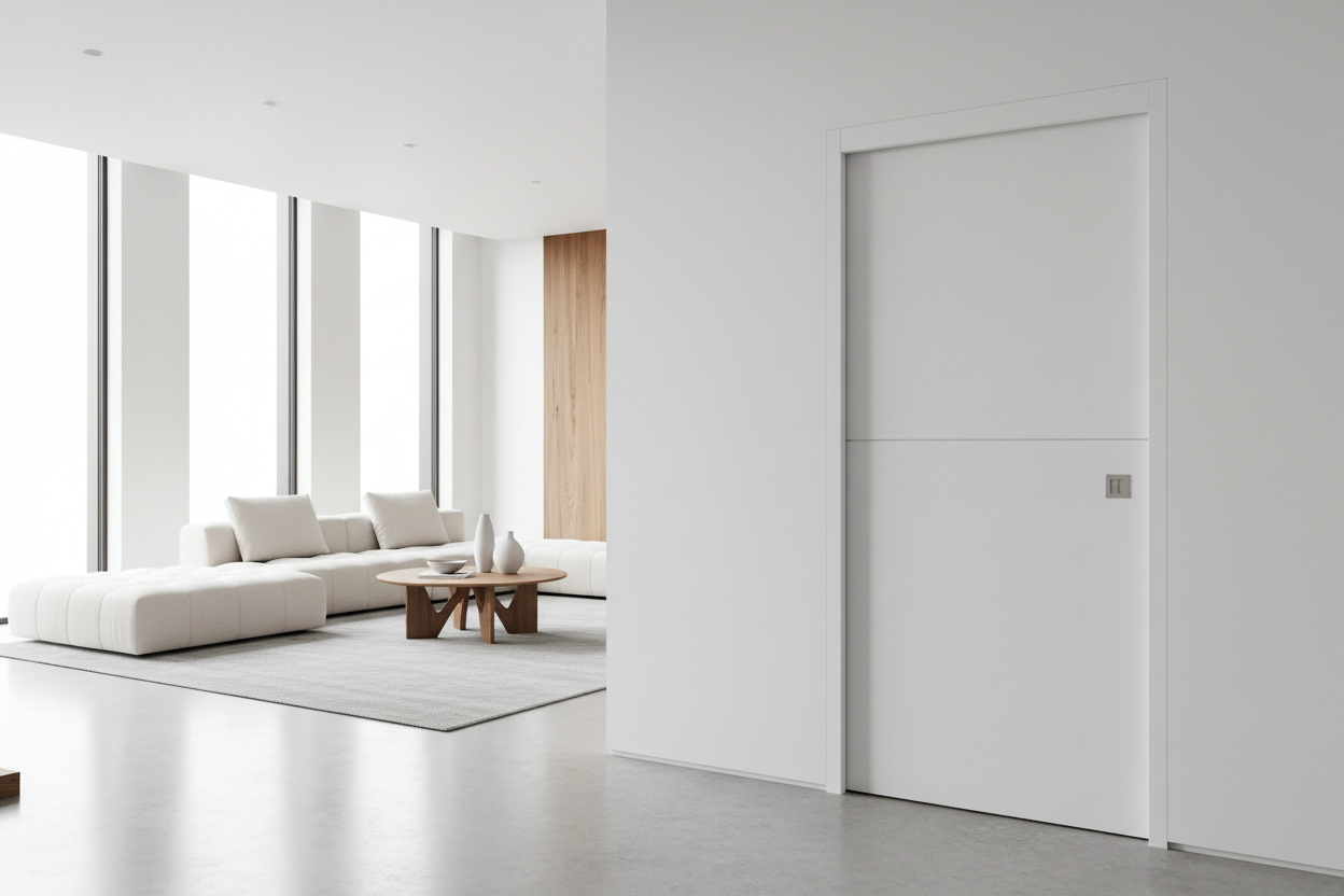 Elegant white Pocket Door 