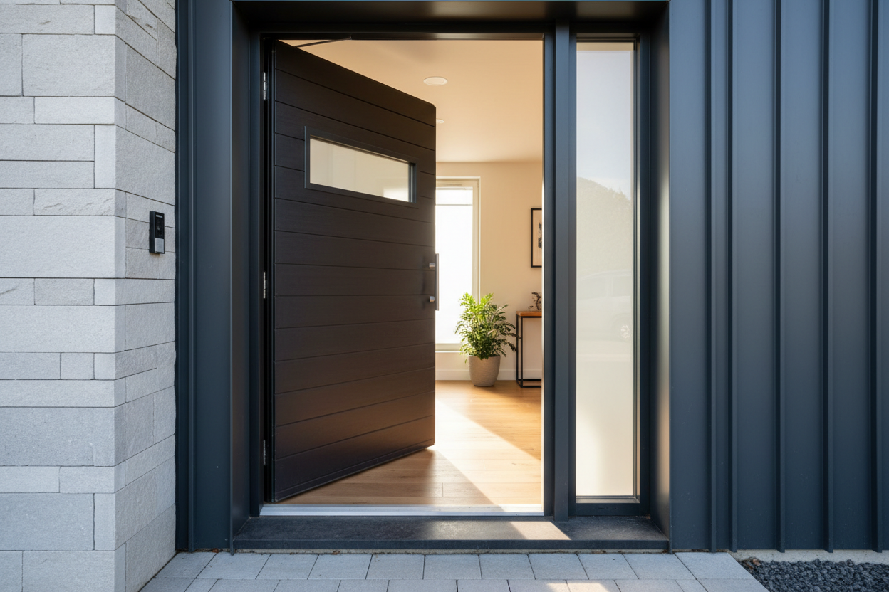 half- open exterior door in house