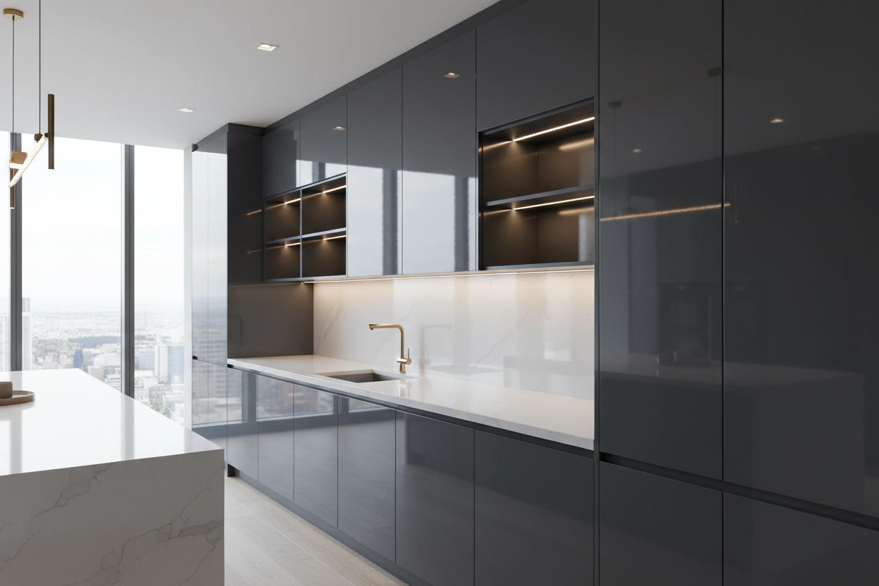 High-End Lacquer Kitchen Cabinet