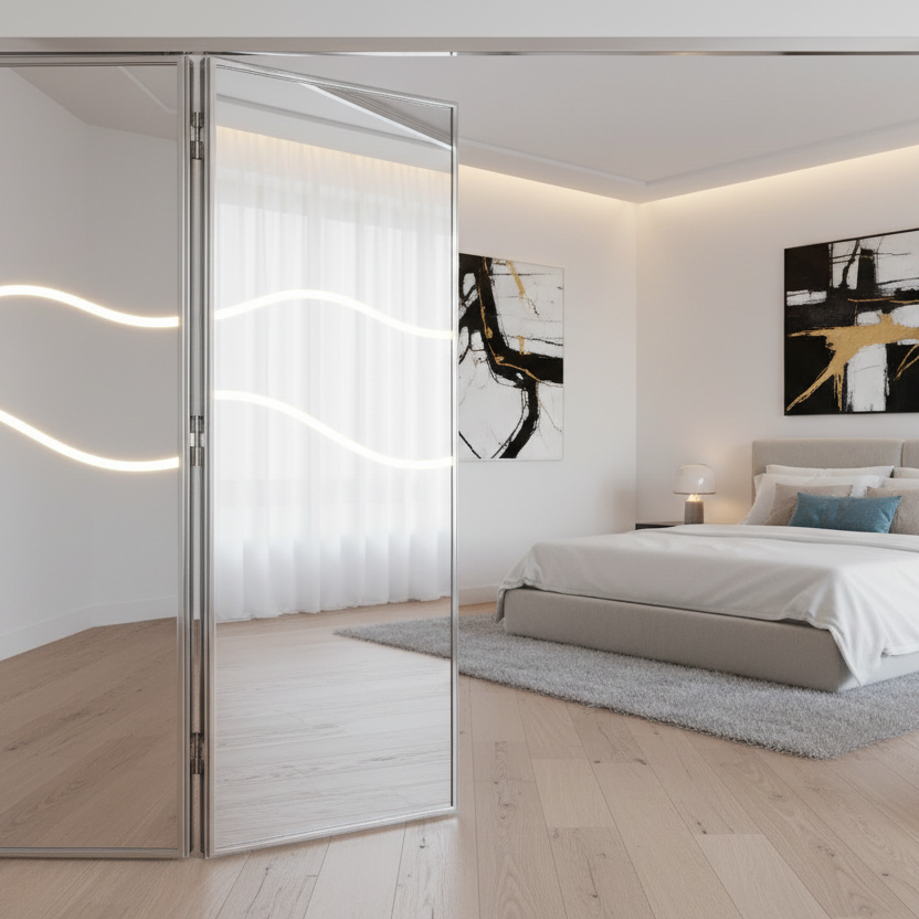 Mirrored Folding Closet Doors