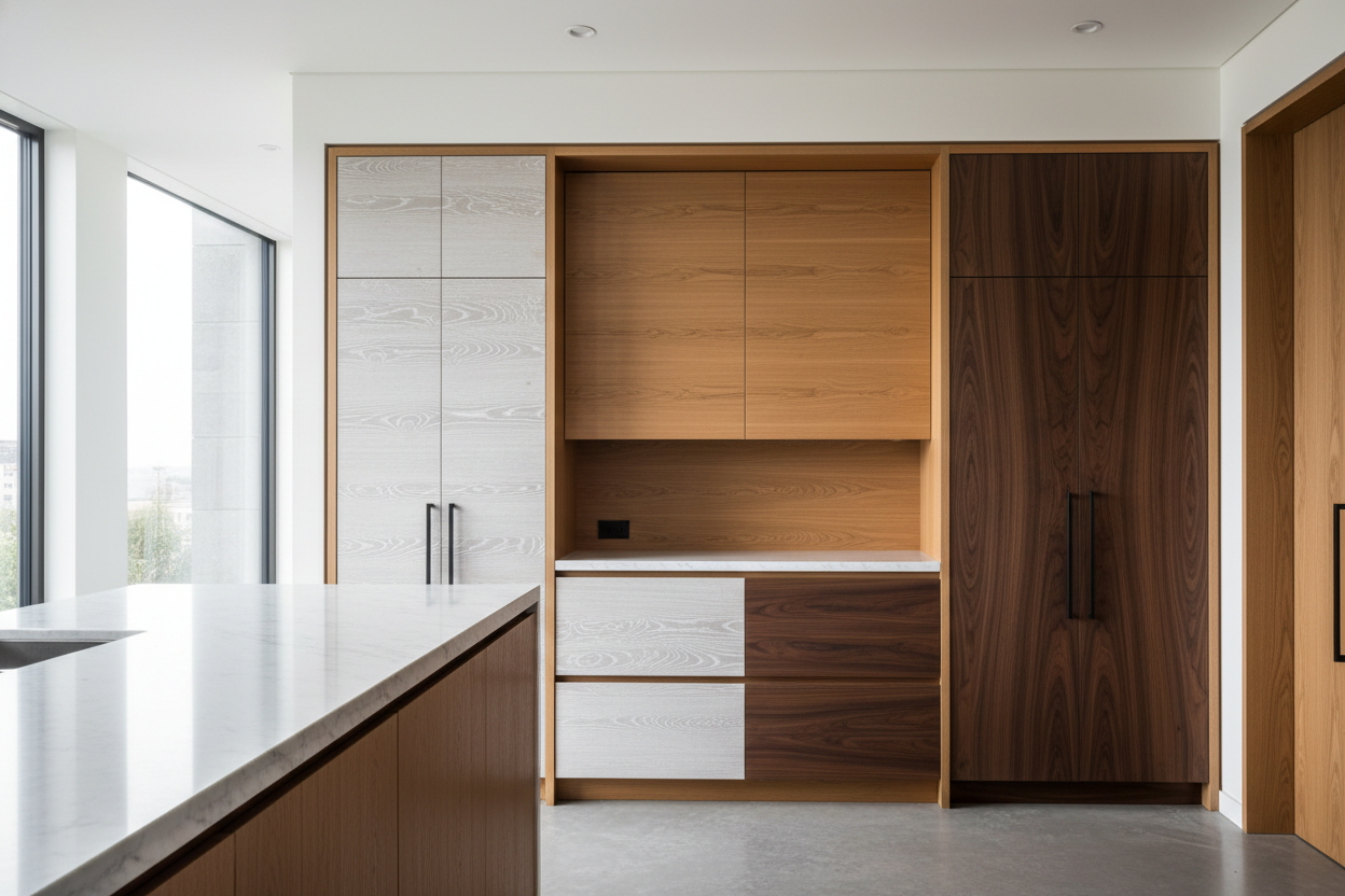 Multiple Texture Customized Wooden Veneer Kitchen Cabinet for Stylish Interiors