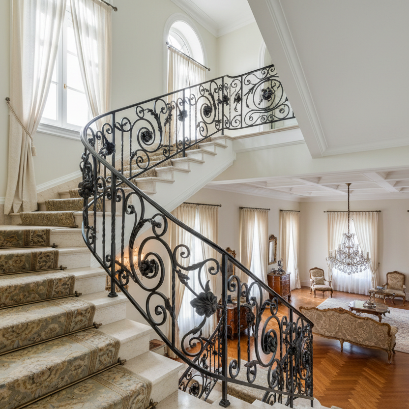 Ornamental Wrought Iron Stair Railing & Interior Balustrades