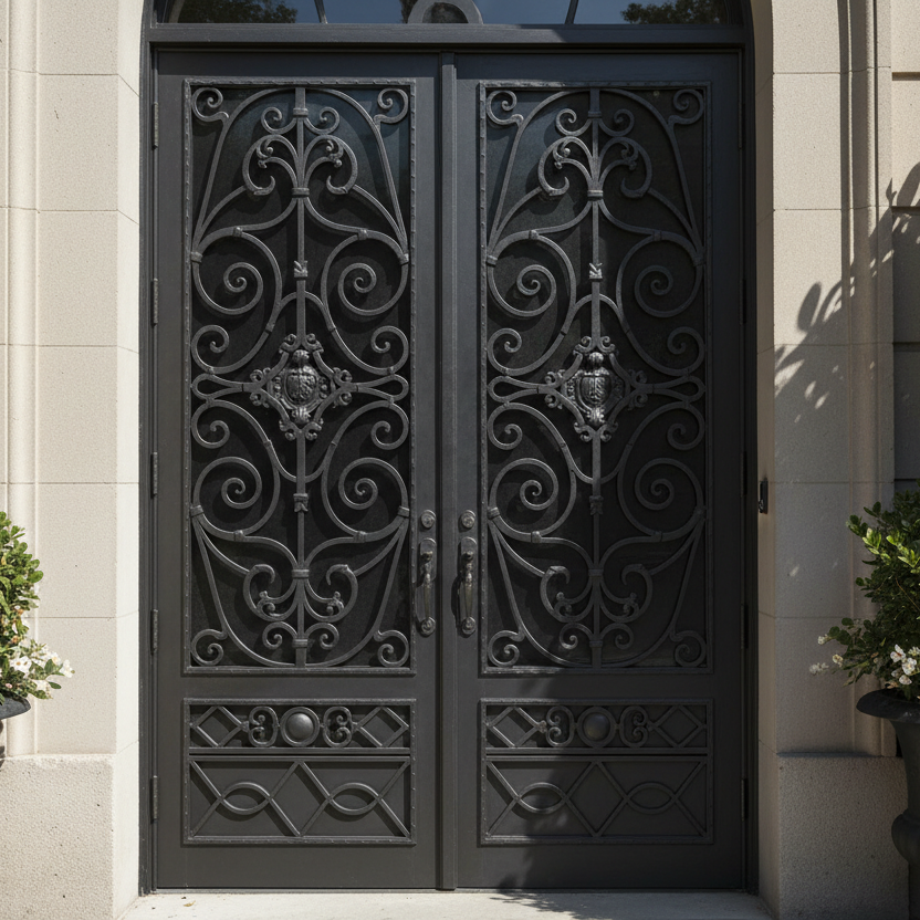 Powder-Coated Wrought Iron Doors