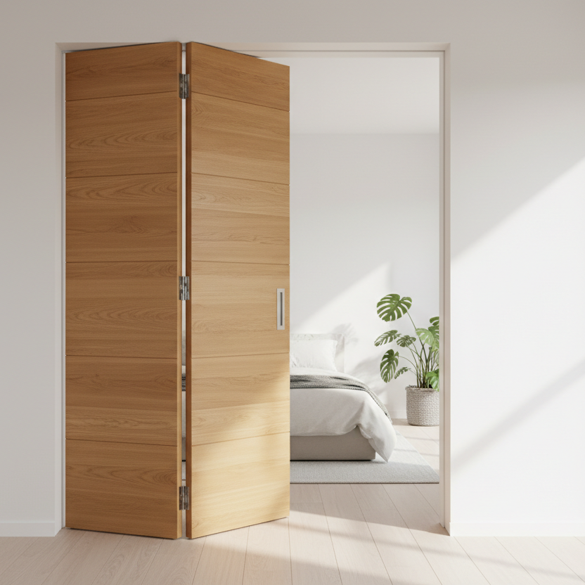 Premium Modern Interior Bi-fold Wooden Door for Bedroom