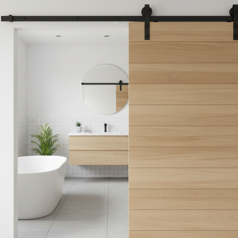 Sliding Interior Barn Door Kit Wooden Modern Design for Bathrooms