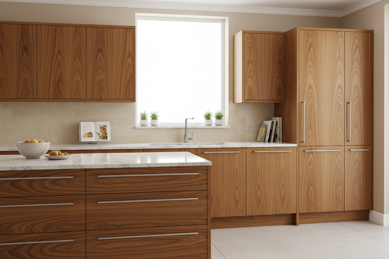 Wooden Veneer Kitchen Cabinet