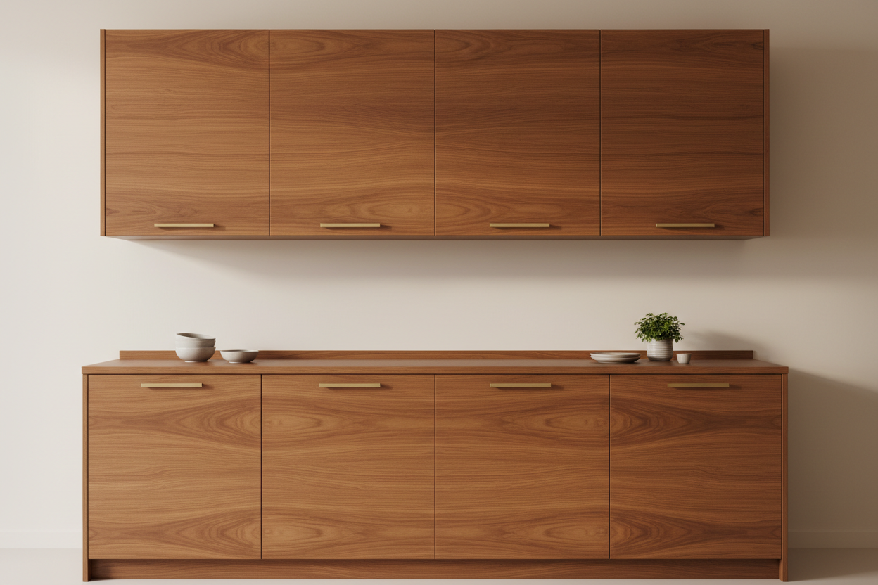 Wooden Veneer Kitchen Cabinet