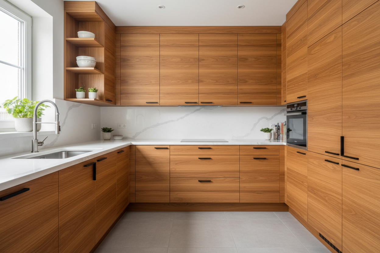 Wooden Veneer whole Kitchen Cabinet